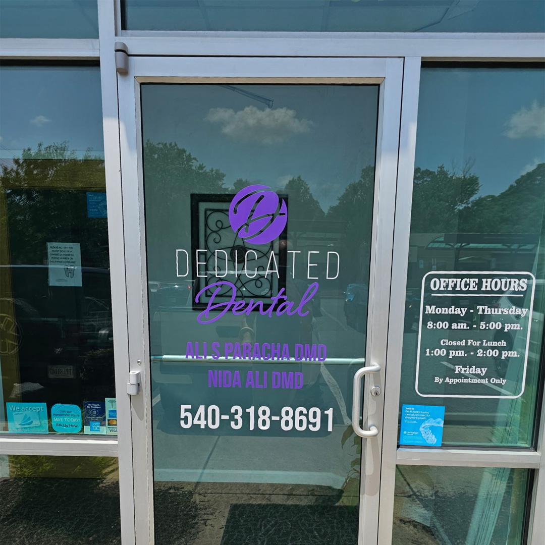 Dedicated Dental partnered with Distinct Sign Solutions for Vinyl graphics in Stafford.