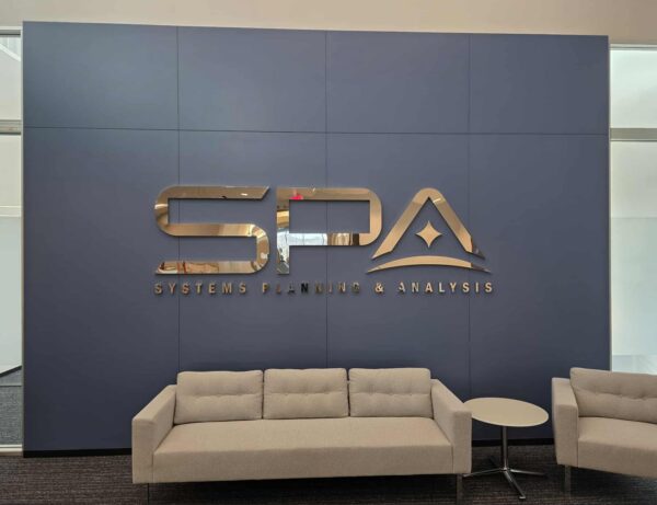 Systems Planning & Analysis’s custom office signage